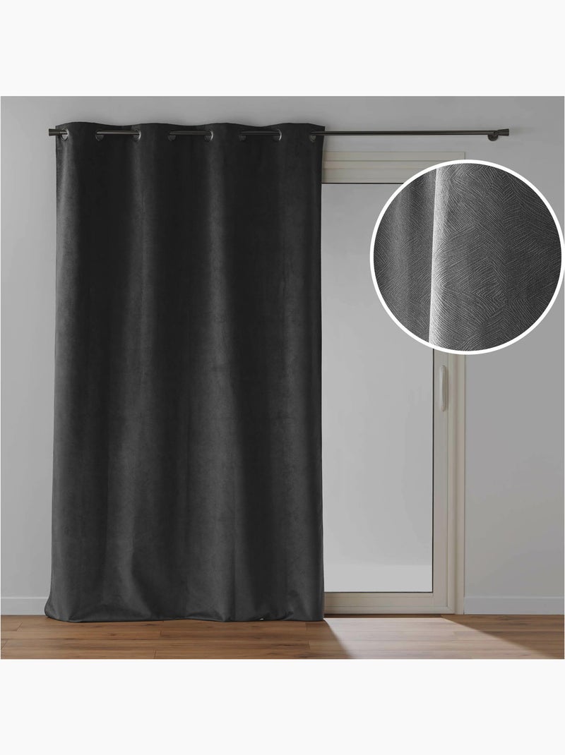 Rideau à œillets – Velours texturé – 100 % Occultant - Léonie gris anthracite - Kiabi