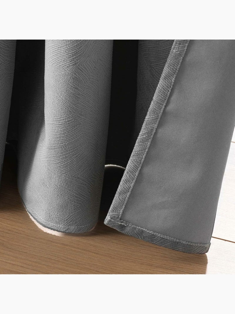 Rideau à œillets – Velours texturé – 100 % Occultant - Léonie gris anthracite - Kiabi
