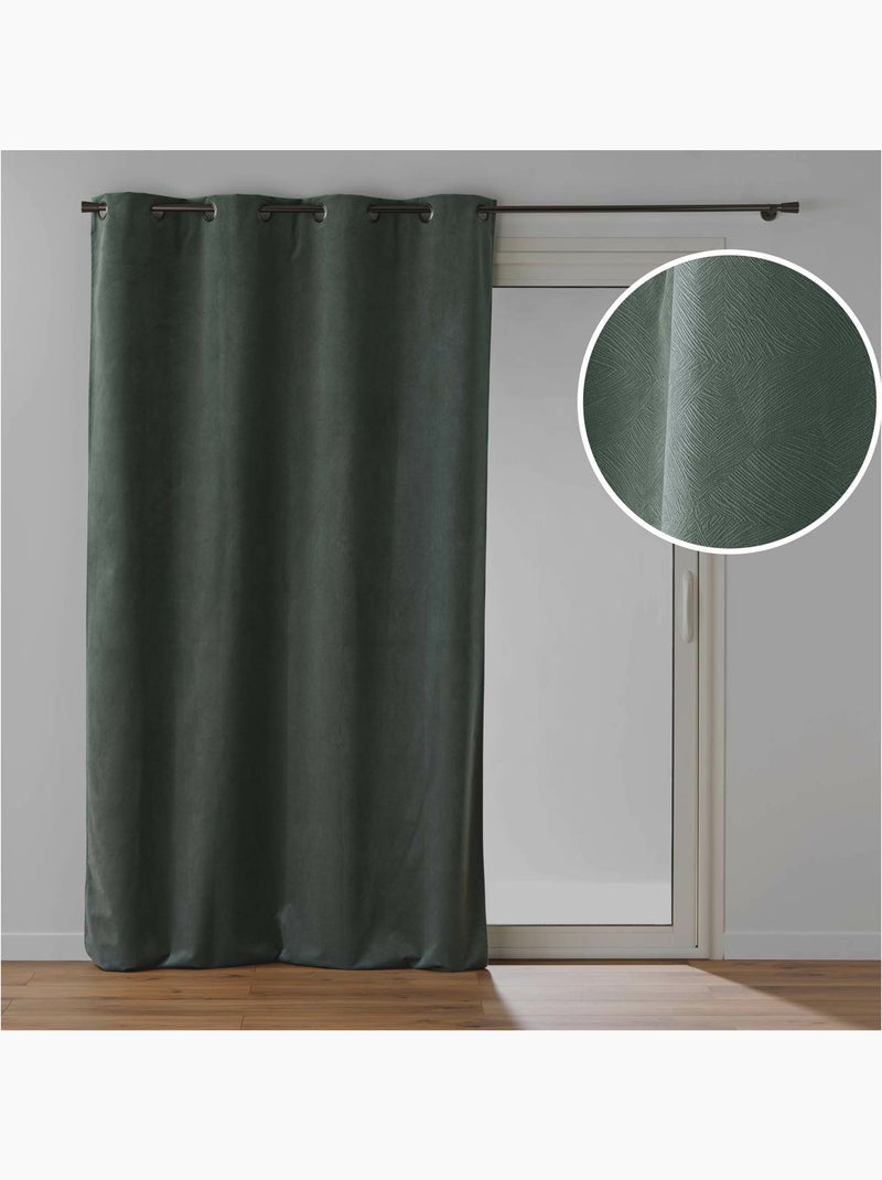 Rideau à œillets – Velours texturé – 100 % Occultant - Léonie Vert - Kiabi