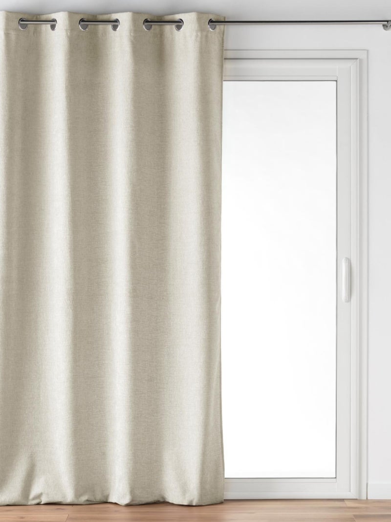 Rideau à Oeillets Verra Velours en relief Beige - Kiabi