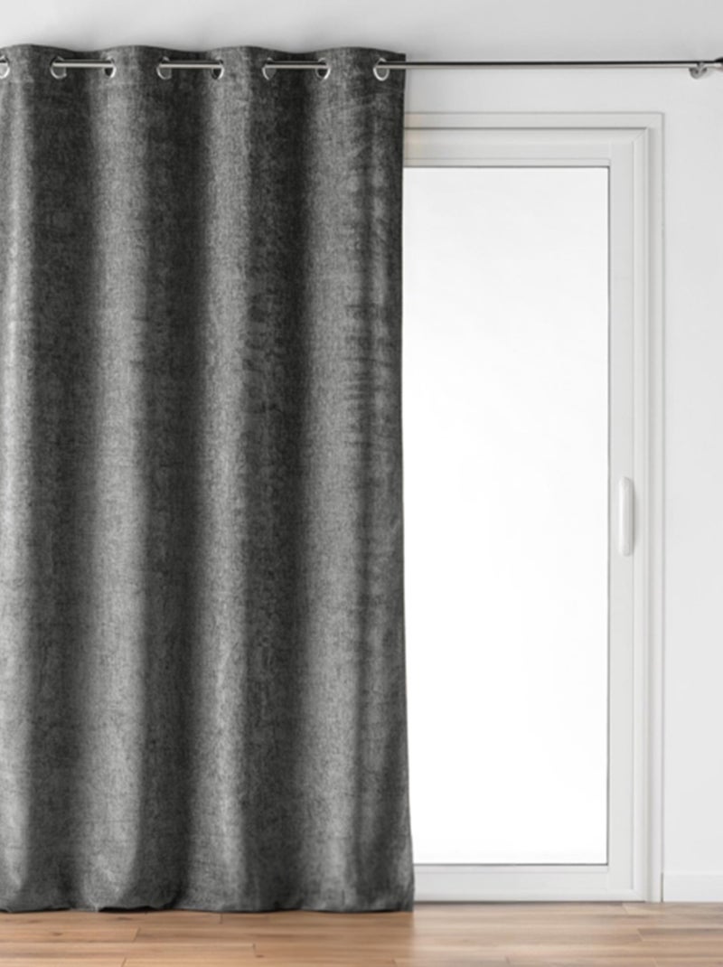 Rideau à Oeillets Verra Velours en relief Gris - Kiabi
