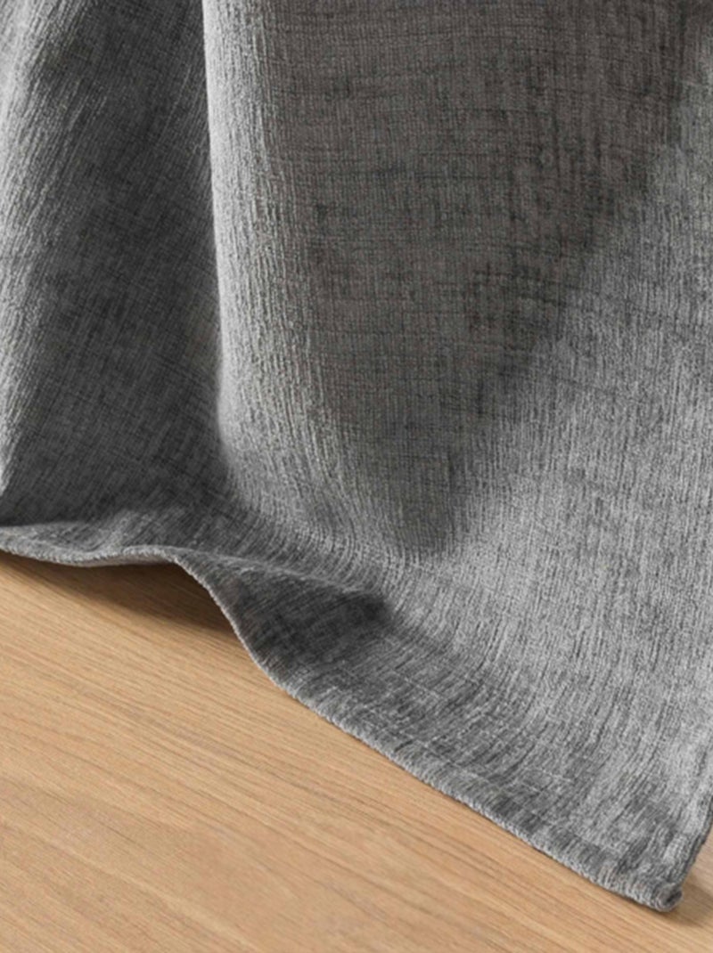 Rideau à Oeillets Verra Velours en relief Gris - Kiabi