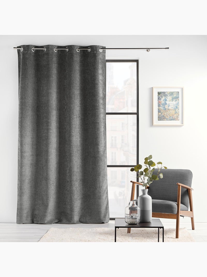Rideau à Oeillets Verra Velours en relief Gris - Kiabi