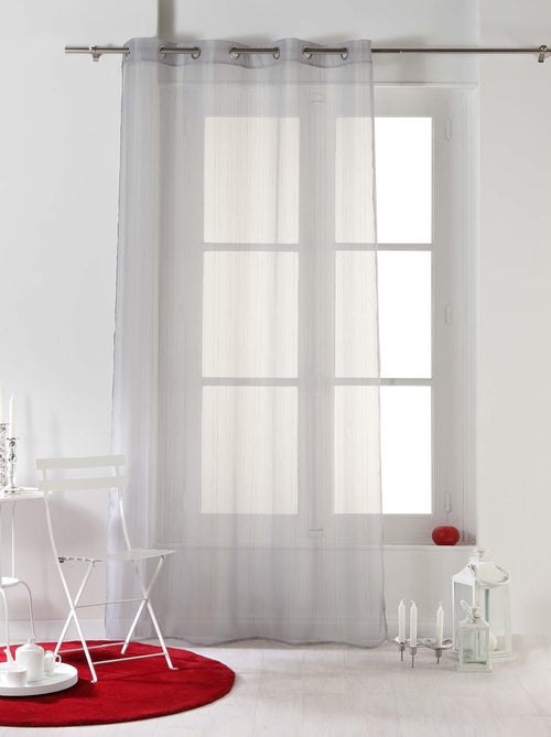 Rideau a oeillets voile raye Collection Horizon - Kiabi