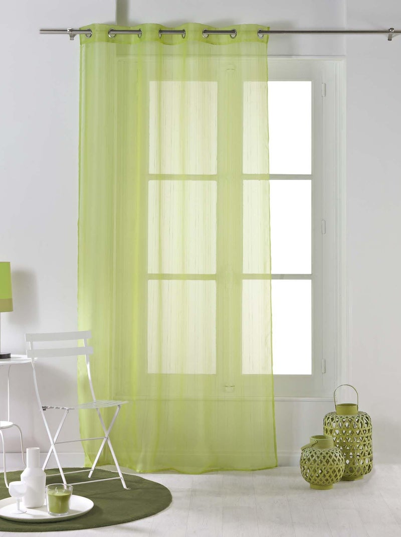 Rideau a oeillets voile raye Collection Horizon Vert - Kiabi