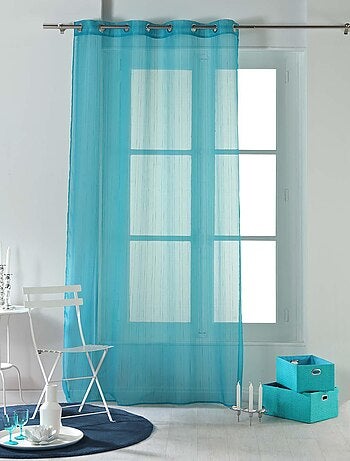 Rideau a oeillets voile raye Horizon bleu