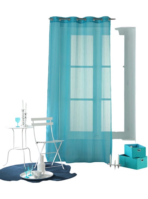 Rideau a oeillets voile raye horizon - Kiabi Rideau a oeillets voile raye horizon - Kiabi