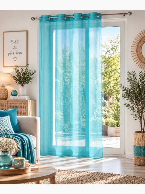 Rideau a oeillets voile raye horizon - Kiabi Rideau a oeillets voile raye horizon - Kiabi