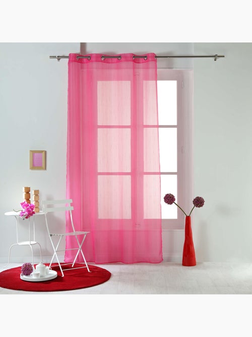 Rideau a oeillets voile raye Horizon rose - Kiabi