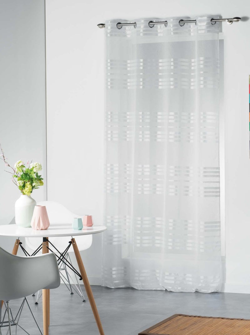 Rideau a oeillets voile sable Collection Sacha Blanc - Kiabi