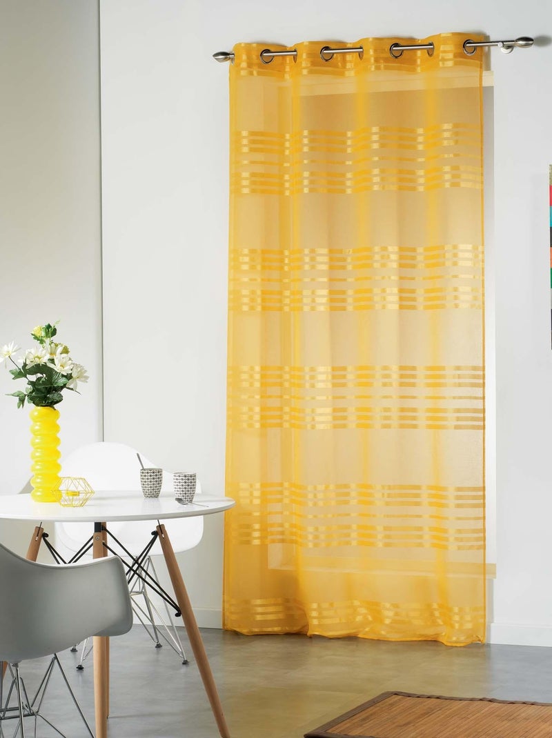 Rideau a oeillets voile sable Collection Sacha Jaune - Kiabi
