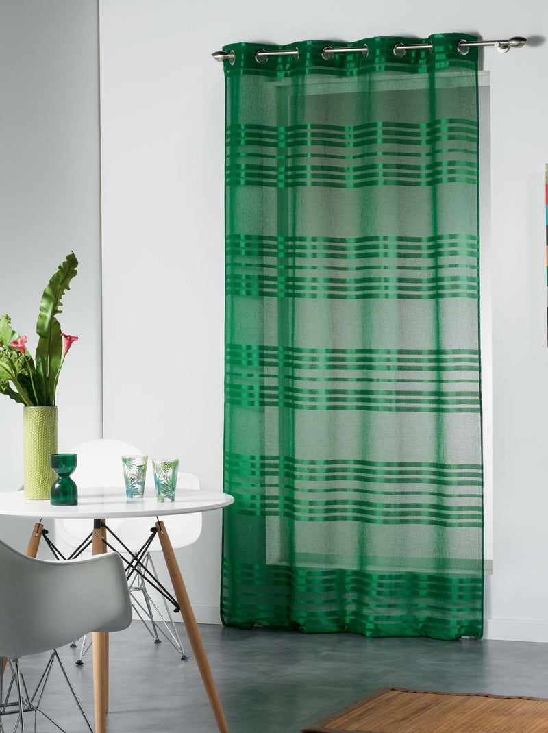Rideau a oeillets voile sable Collection Sacha Vert - Kiabi