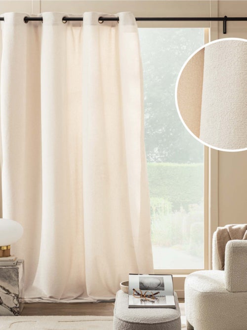 Rideau à œillets WINONA 140 x 260 cm – Bouclette unie – Naturel - Kiabi