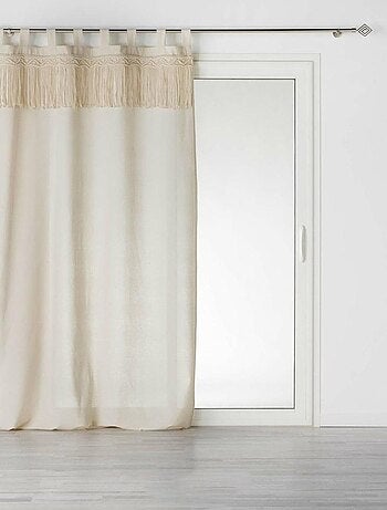 Rideau à passants 140x240 uni top macramé Samaya polycoton