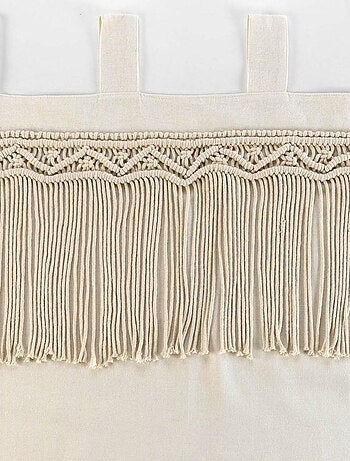 Rideau à passants 140x240 uni top macramé Samaya polycoton