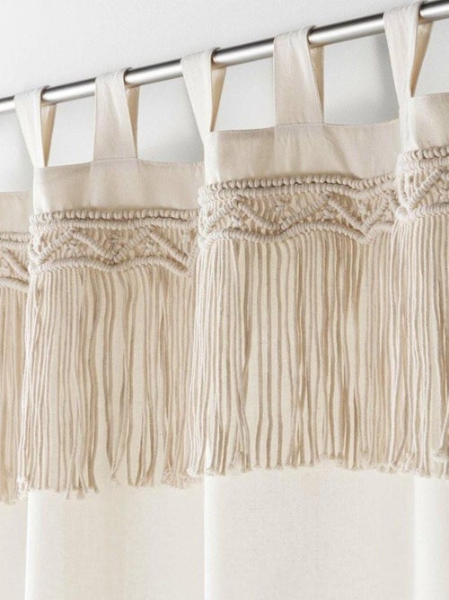 Rideau à passants 140x240 uni top macramé Samaya polycoton - Kiabi