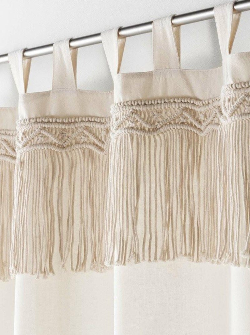 Rideau à passants 140x240 uni top macramé Samaya polycoton Beige - Kiabi