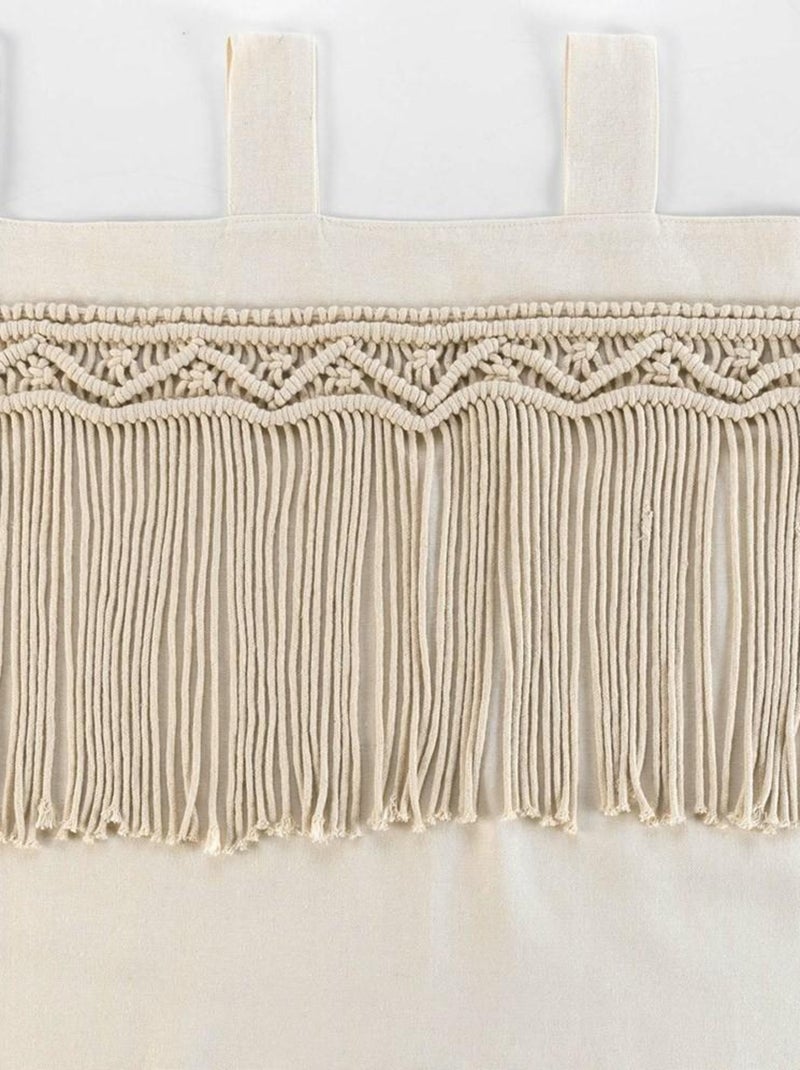 Rideau à passants 140x240 uni top macramé Samaya polycoton Beige - Kiabi
