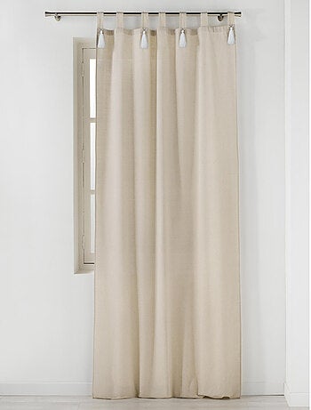 Rideau à Passants et Pompons – Polycoton Uni – Cyrine Naturel