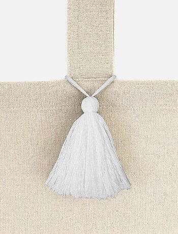 Rideau à Passants et Pompons – Polycoton Uni – Cyrine Naturel
