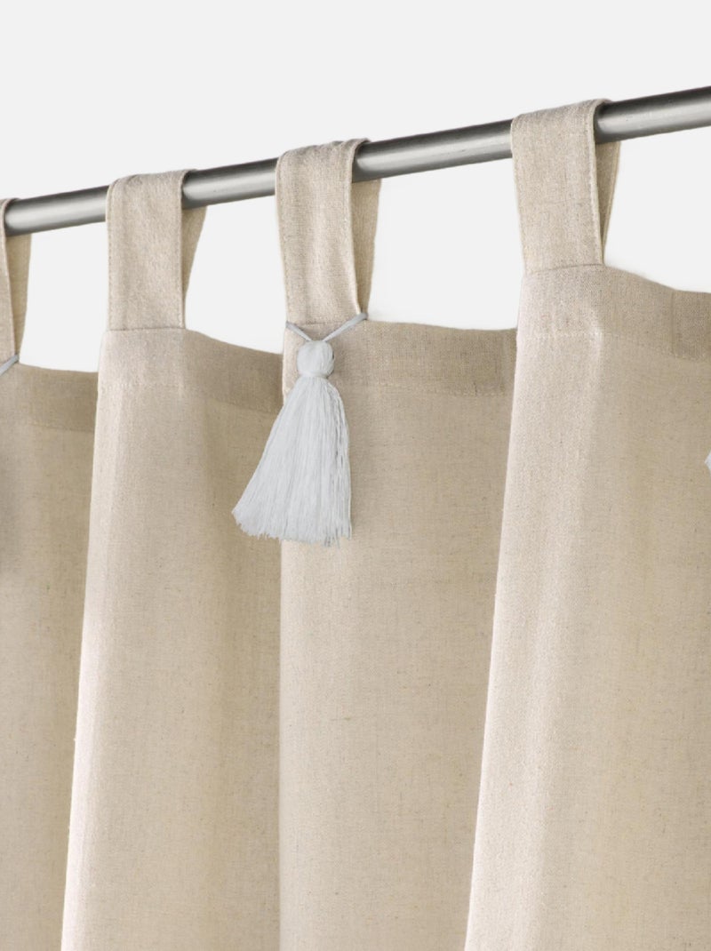 Rideau à Passants avec Pompons Uni Blanc - Kiabi