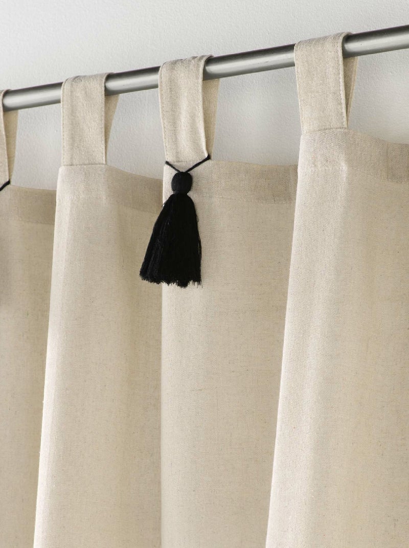 Rideau à Passants avec Pompons Uni Noir - Kiabi