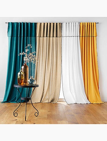 Rideau à passants cache-volants en coton