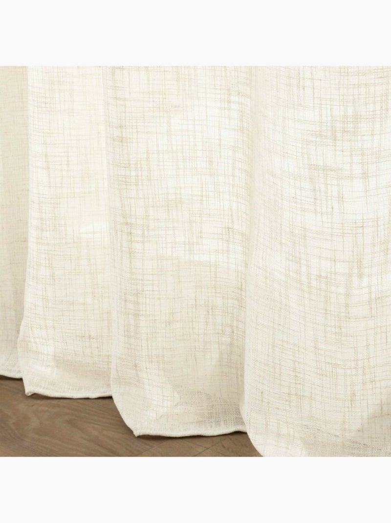 Rideau à passants cachés 140 x 260 cm effet lin tissé igor Beige naturel - Kiabi