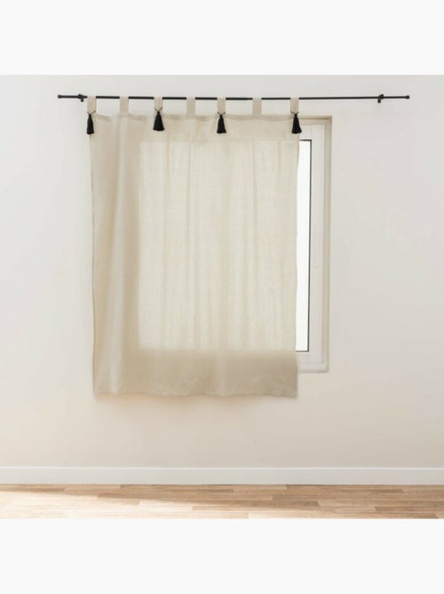 Rideau à Passants et Pompons – Polycoton Uni – Cyrine Naturel - Kiabi