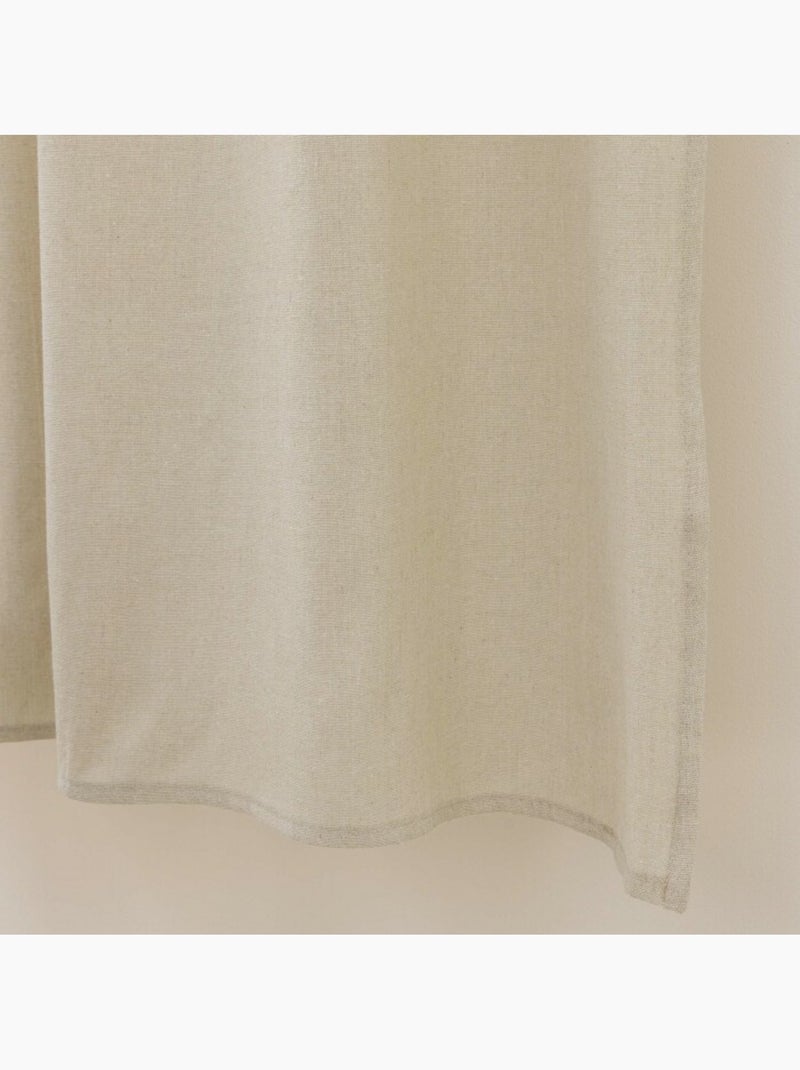 Rideau à Passants et Pompons – Polycoton Uni – Cyrine Naturel Beige naturel - Kiabi