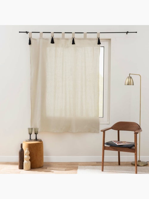 Rideau à Passants et Pompons – Polycoton Uni – Cyrine Naturel - Kiabi