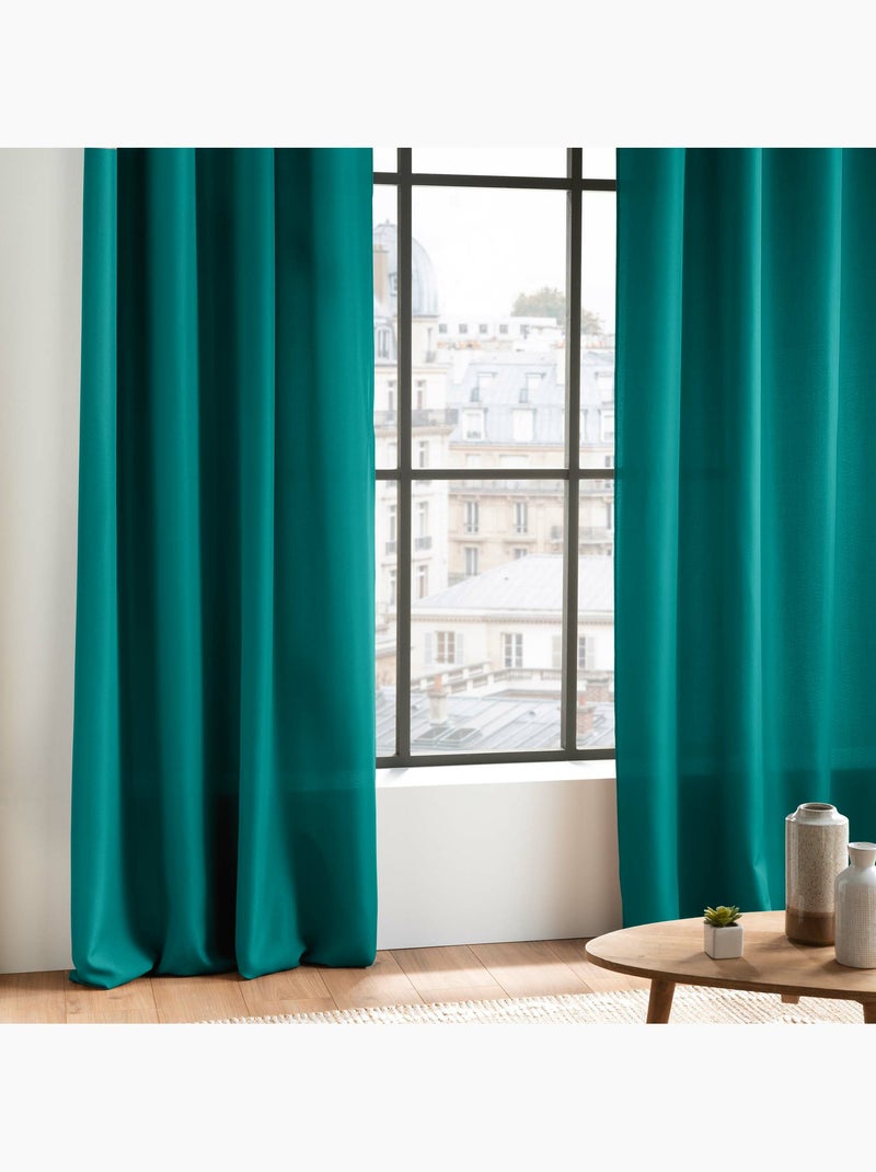 Rideau à passants – Polyester Uni – Essentiel Bleu paon - Kiabi