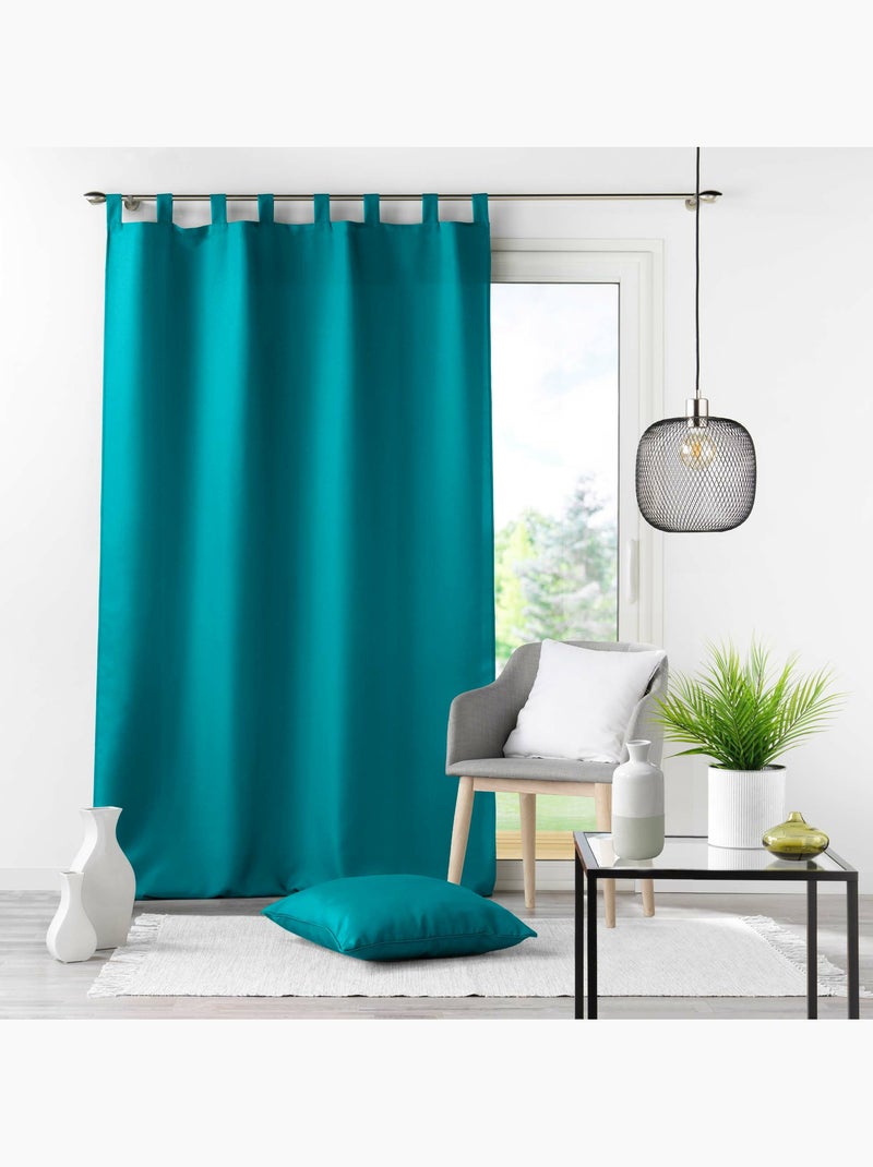 Rideau à passants – Polyester Uni – Essentiel Bleu pétrole - Kiabi