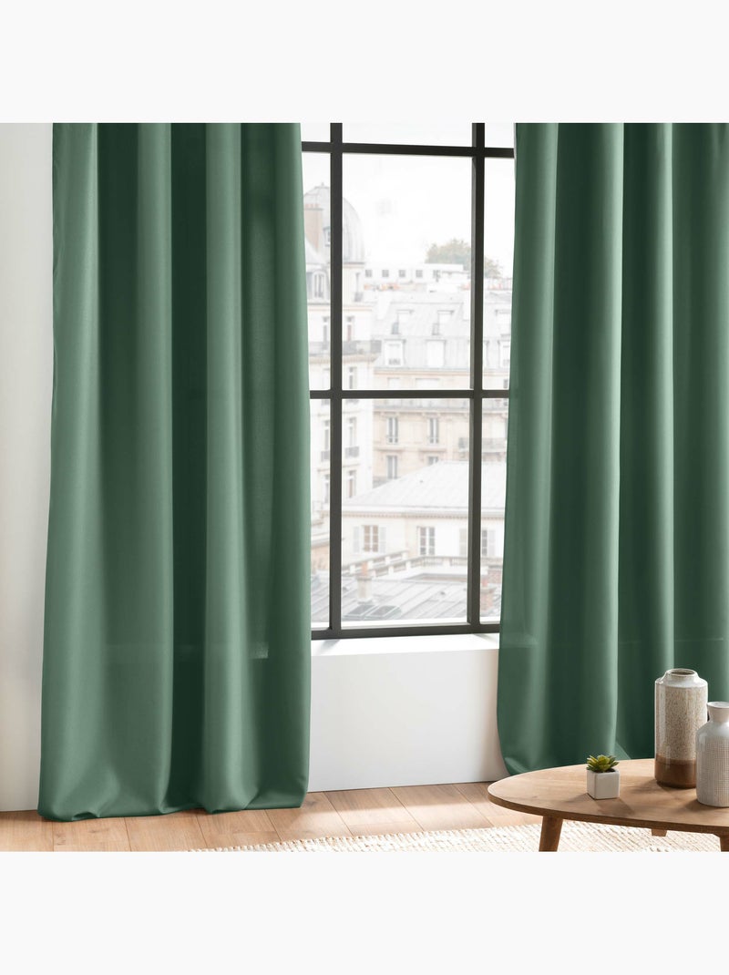 Rideau à passants – Polyester Uni – Essentiel Vert cèdre - Kiabi