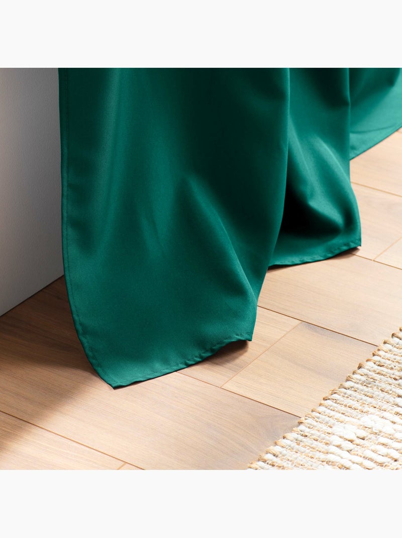 Rideau à passants – Polyester Uni – Essentiel Vert émeraude - Kiabi
