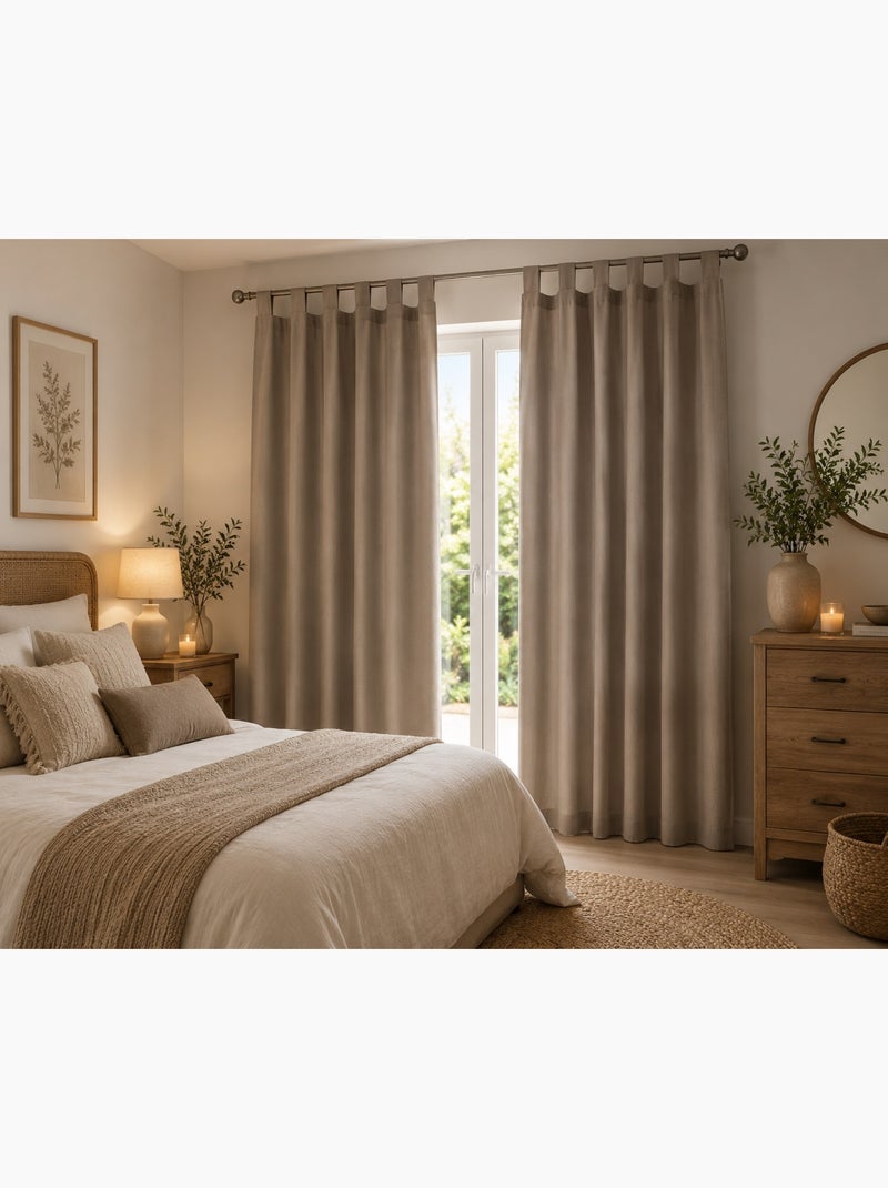Rideau a passants polyester uni punchy Marron noisette - Kiabi