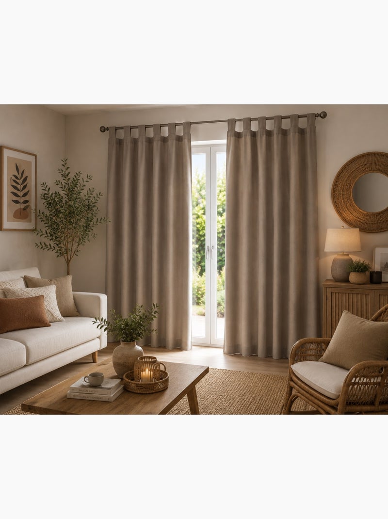 Rideau a passants polyester uni punchy Marron noisette - Kiabi