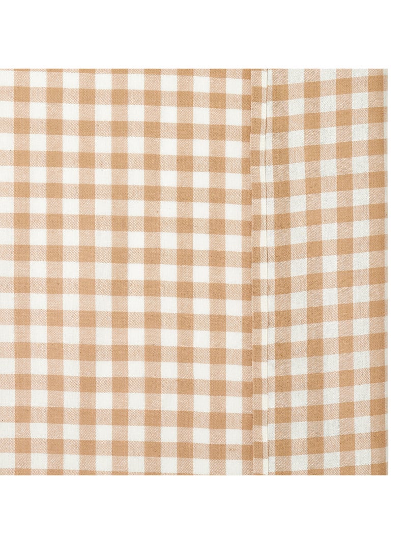 Rideau à passe-tringle en coton vichy Beige - Kiabi