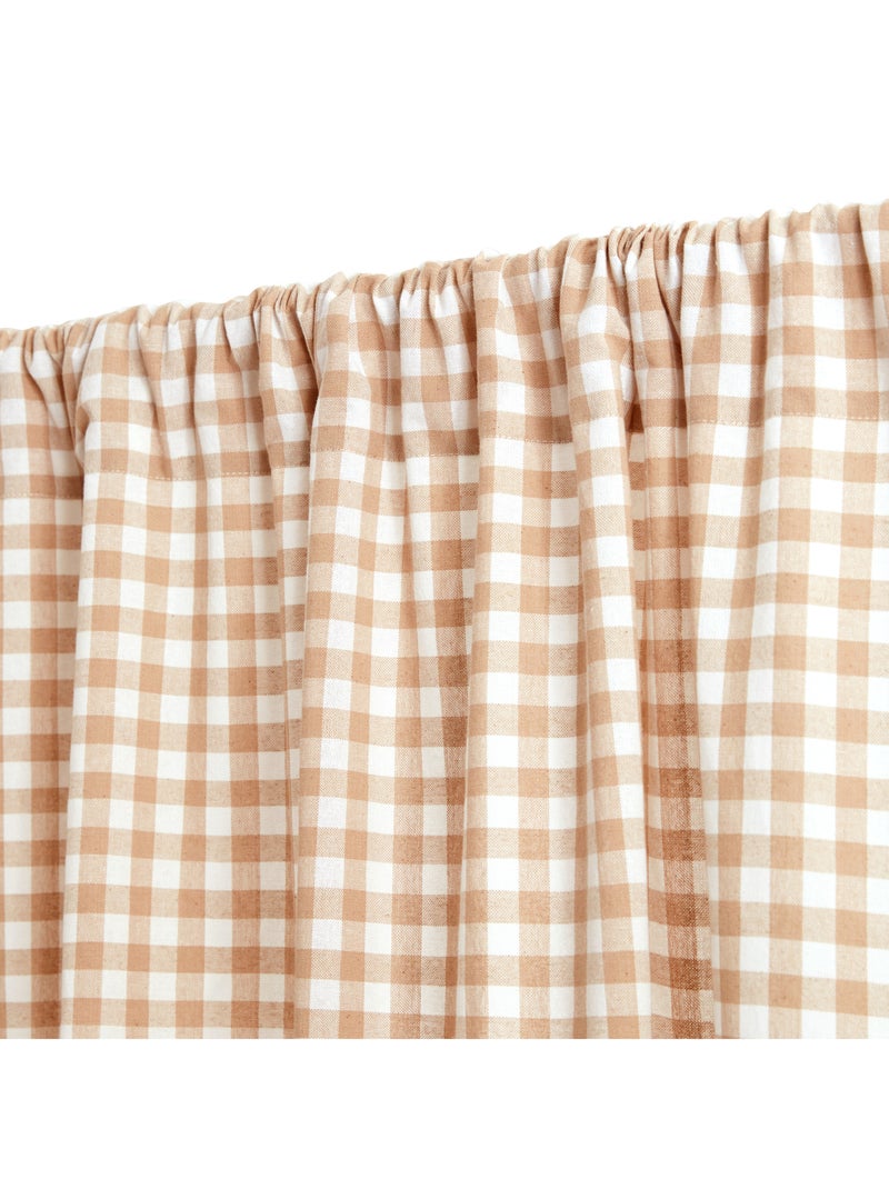 Rideau à passe-tringle en coton vichy Beige - Kiabi
