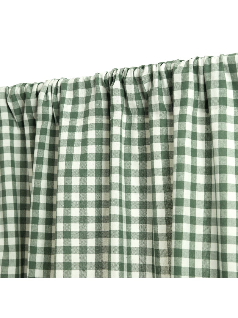 Rideau à passe-tringle en coton vichy Vert - Kiabi