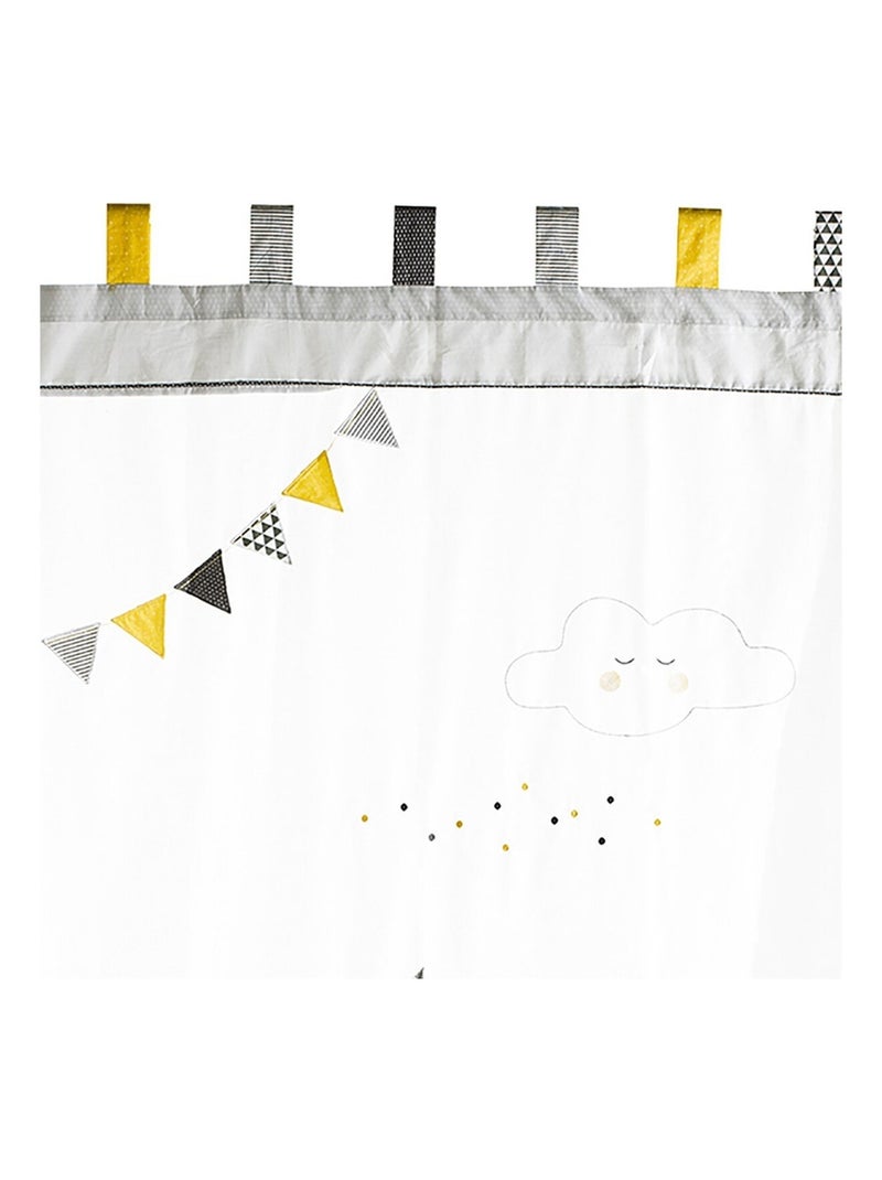 Rideau à pattes en coton - SAUTHON Gris - Kiabi