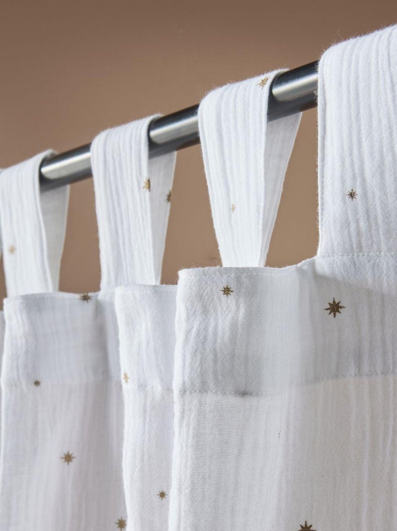 Rideau à pattes imprimé gaze de coton coton LA TETE DANS LES NUAGES Blanc - Kiabi