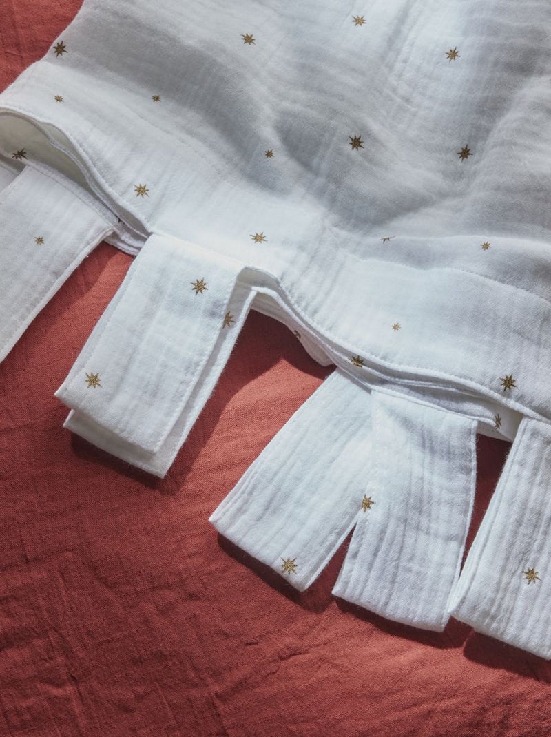 Rideau à pattes imprimé gaze de coton coton LA TETE DANS LES NUAGES Blanc - Kiabi