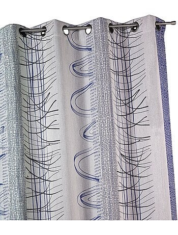 Rideau à rayures verticales abstraites et motifs graphiques