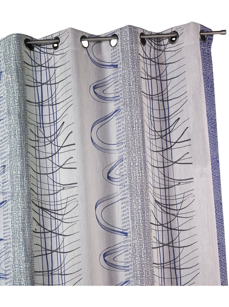 Rideau à rayures verticales abstraites et motifs graphiques Bleu - Kiabi