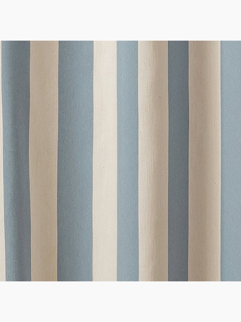 Rideau à rayures verticales en armure satin avec œillets Bleu ciel - Kiabi