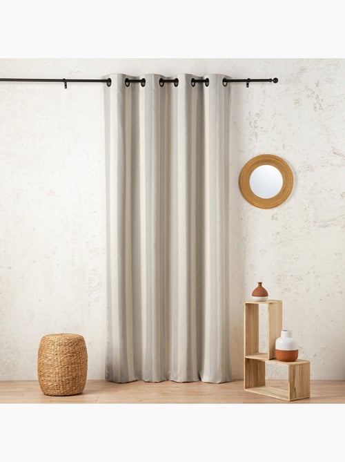 Rideau à rayures verticales en armure satin avec œillets - Kiabi