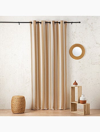 Rideau à rayures verticales en armure satin avec œillets