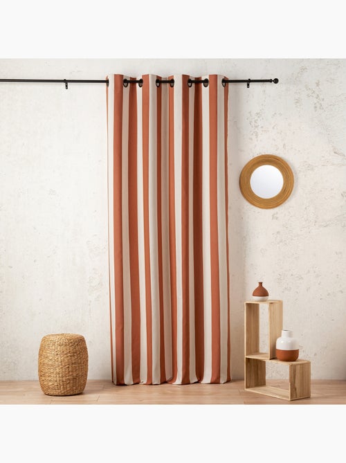 Rideau à rayures verticales en armure satin avec œillets - Kiabi