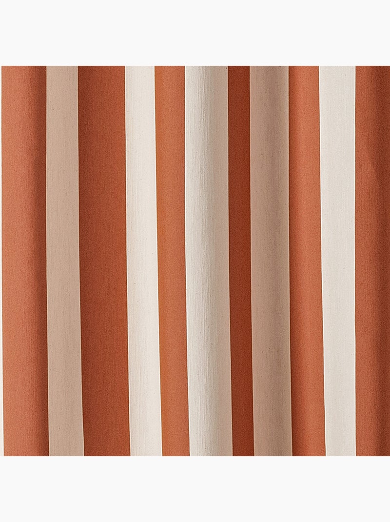 Rideau à rayures verticales en armure satin avec œillets Rouge brique - Kiabi